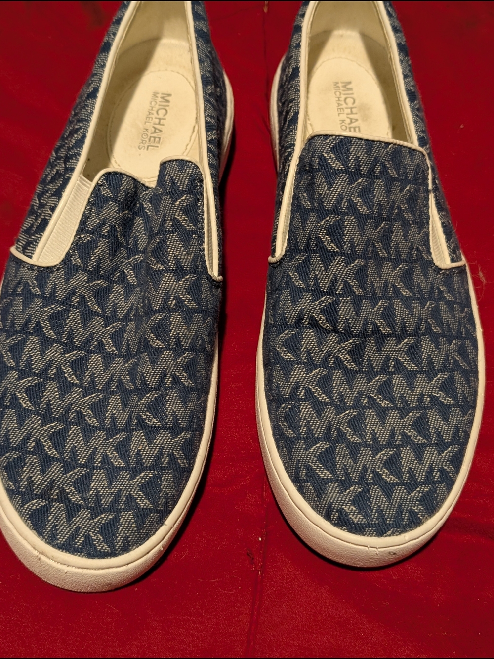 Michael Kors Blue MK Monogram Slip-On Sneakers